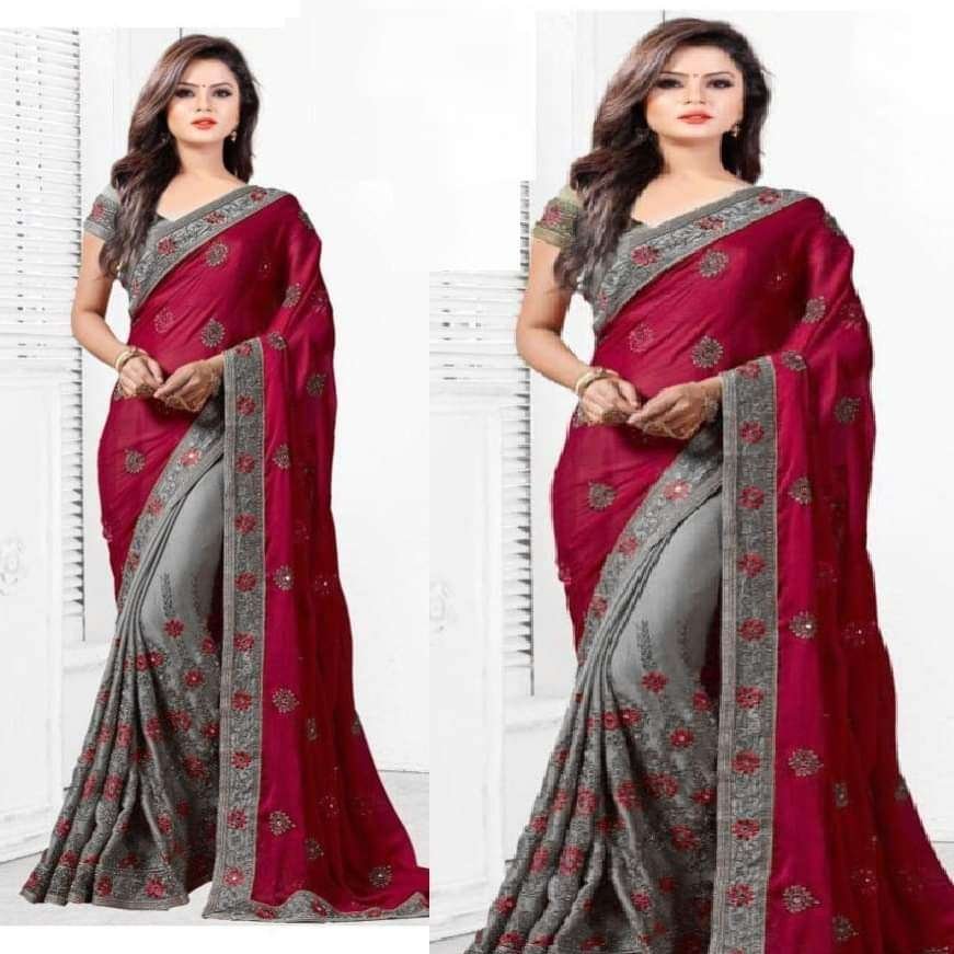 Embroidery Worked Party Wear Georgette Saree