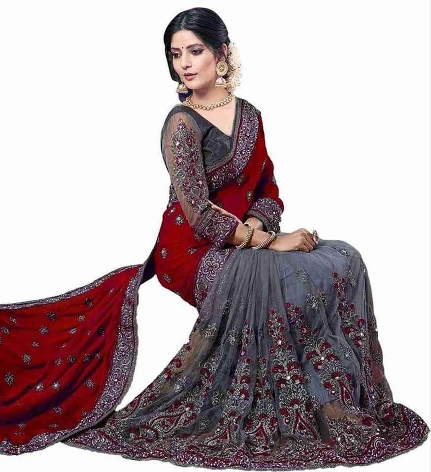 Embroidery Worked Party Wear Georgette Saree