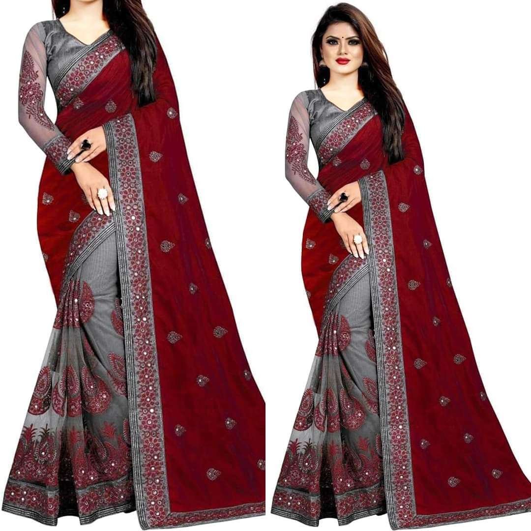 Embroidery Worked Party Wear Georgette Saree