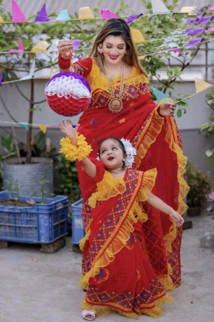 Kid's & Mom Saree Combo Pack