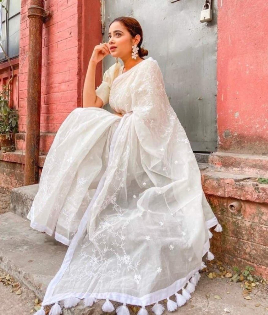 Premium Embroidery Half Silk Saree
