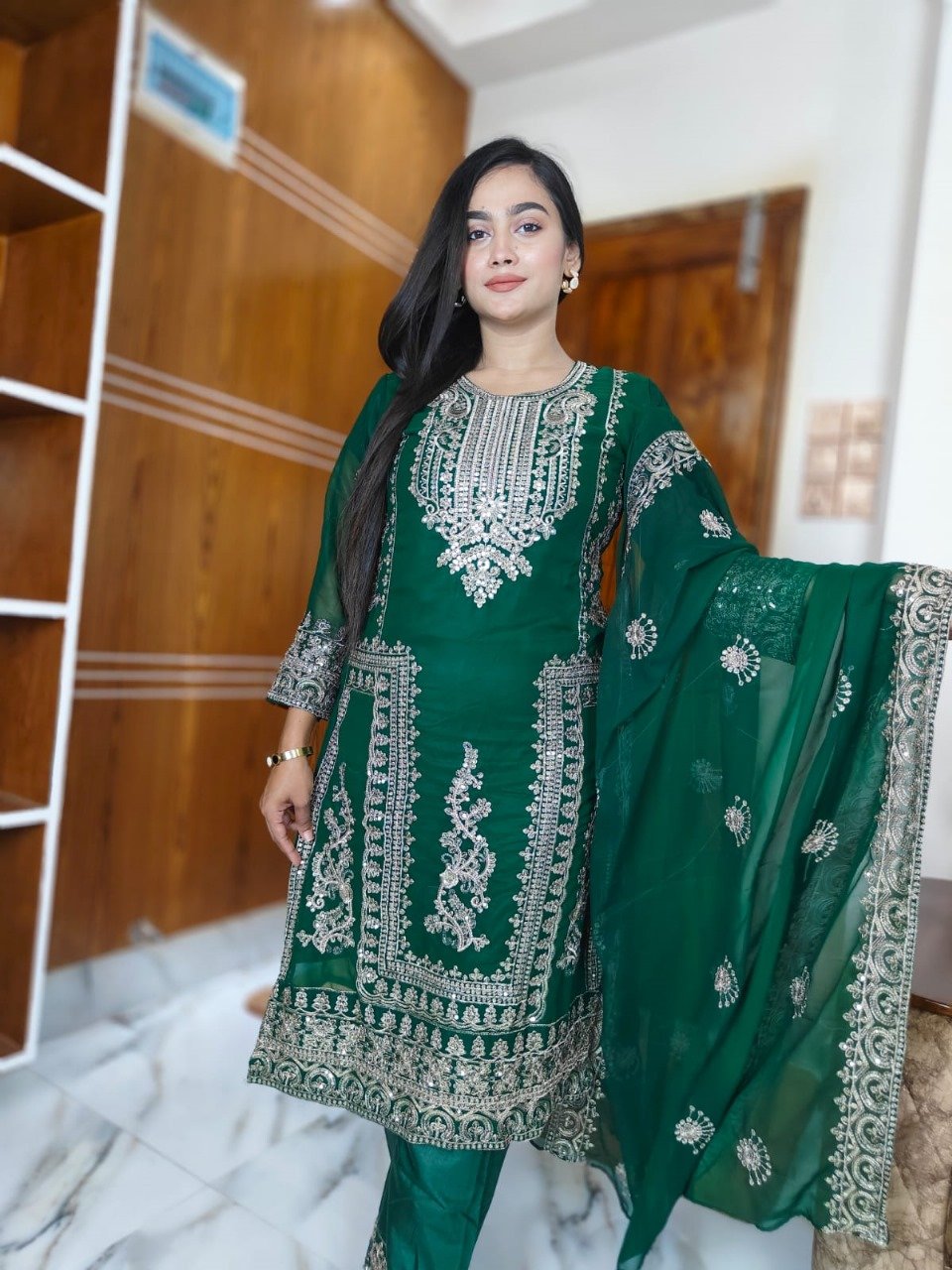 Georgette Embroidery Three Piece