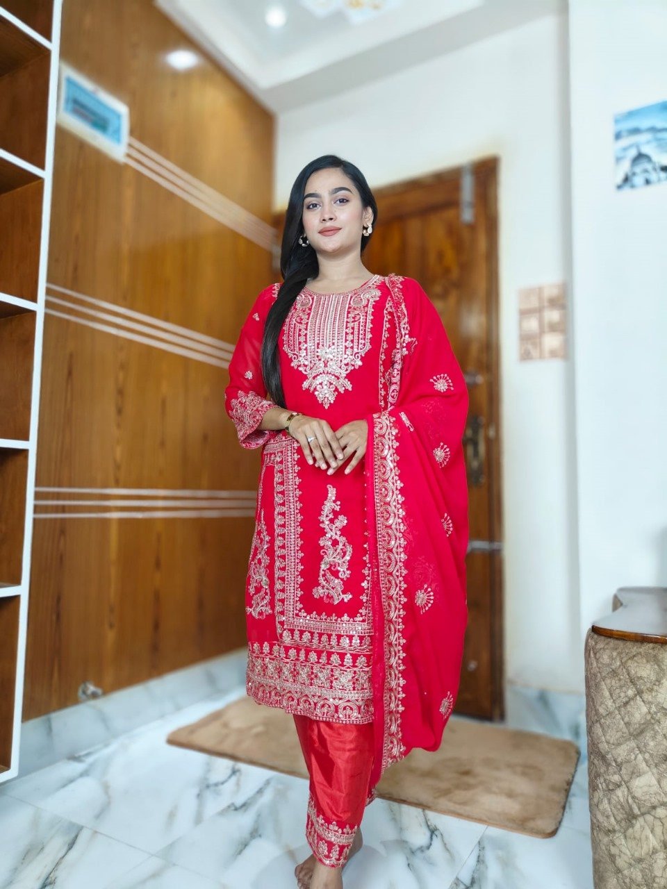 Georgette Embroidery Three Piece