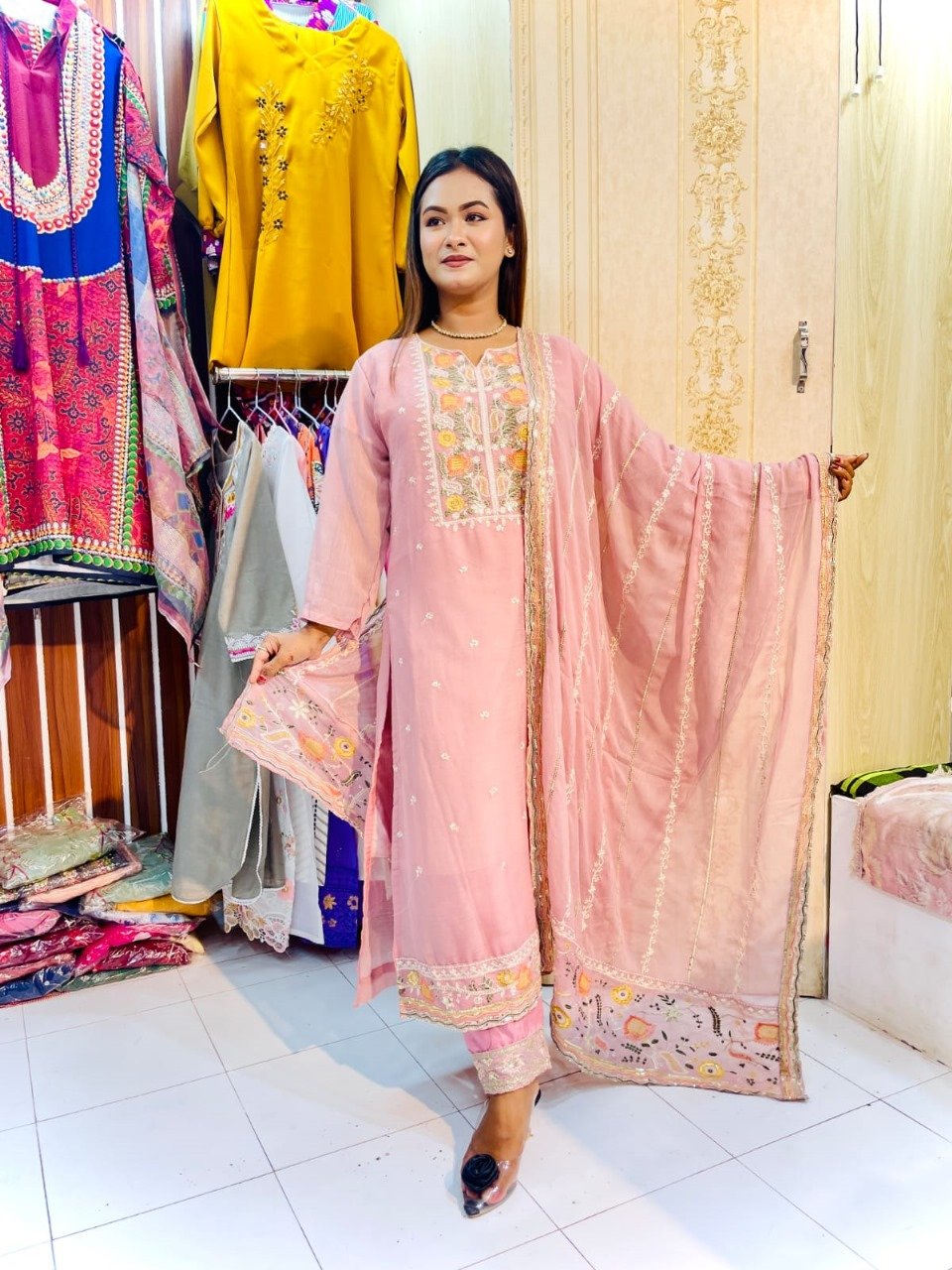 Georgette Embroidery Three Piece