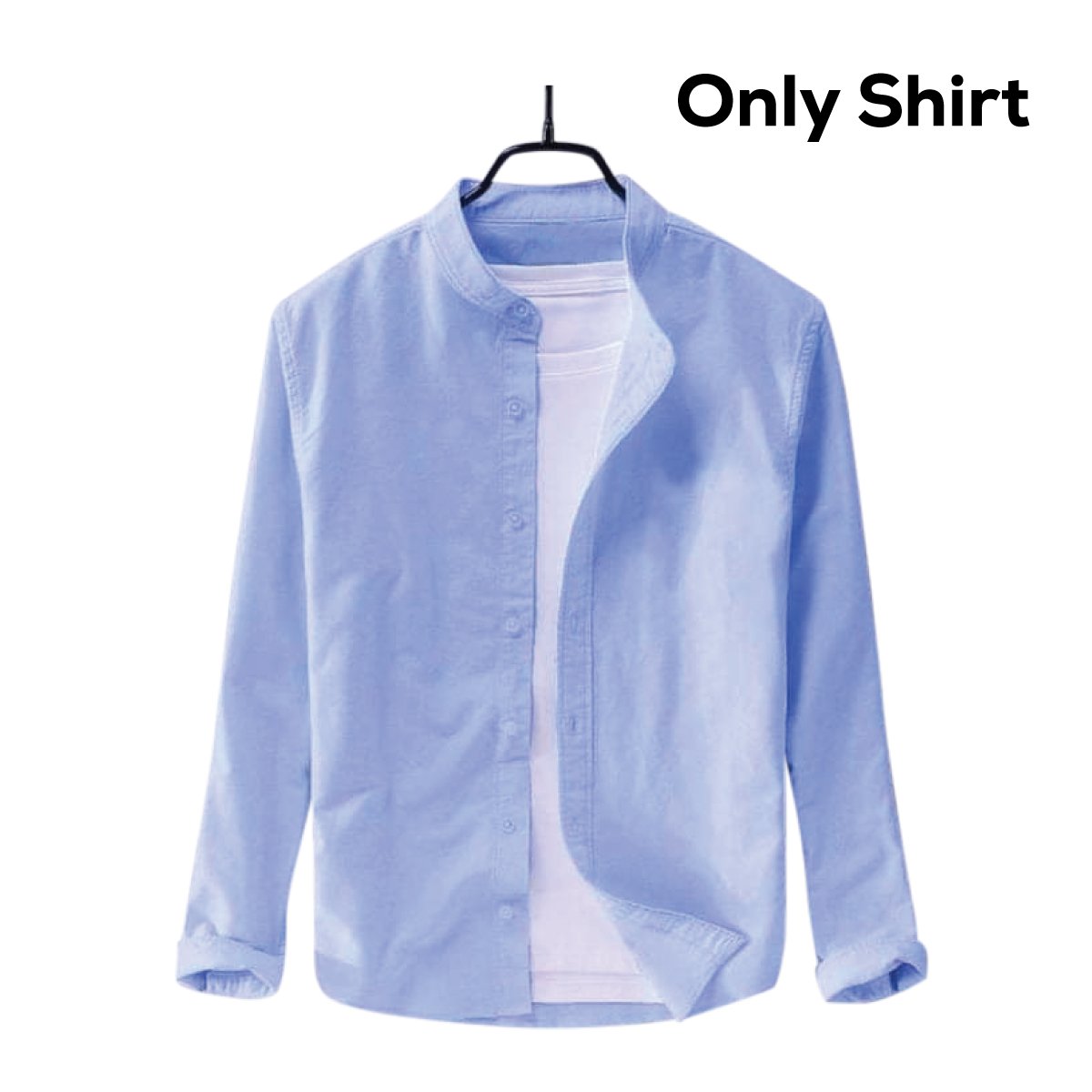 Mens Solid Colour Ban Collar Shirt