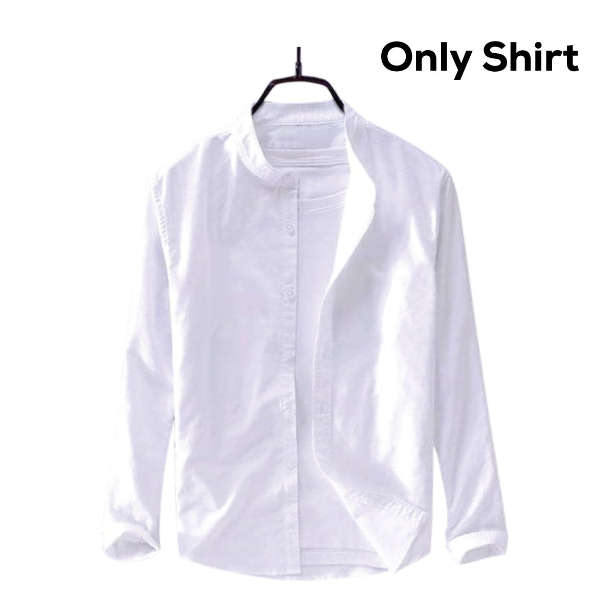 Mens Solid Colour Ban Collar Shirt