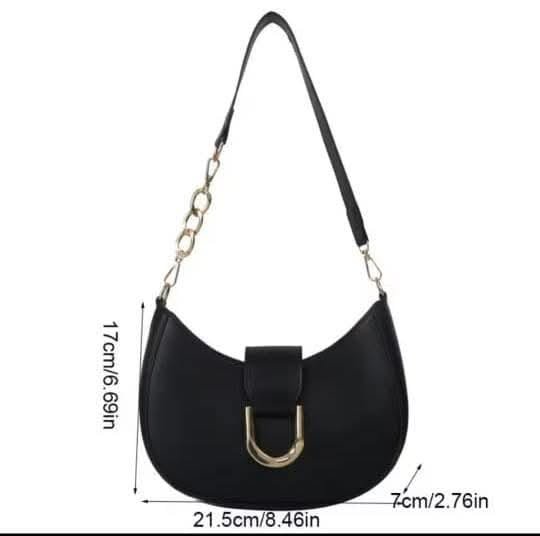 Simple candy color half round zipper+button chain shoulder bag
