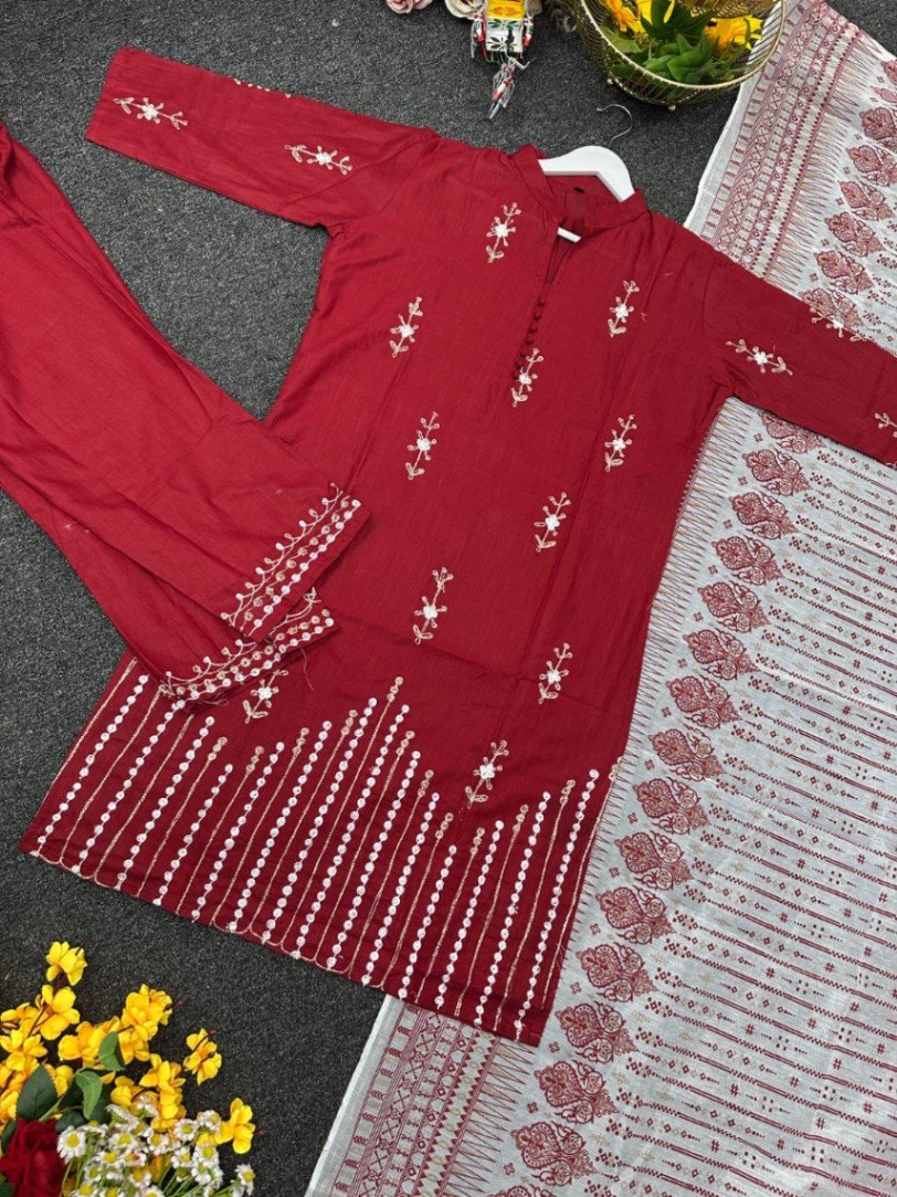 Embroidered Slab Cotton Kameez Set