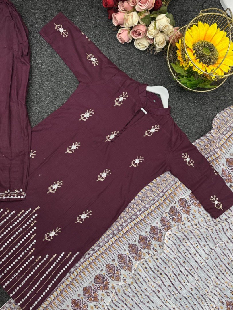 Embroidered Slab Cotton Kameez Set