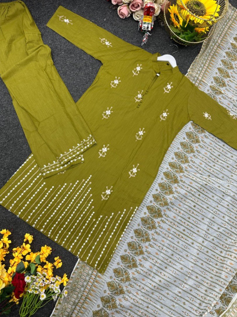 Embroidered Slab Cotton Kameez Set