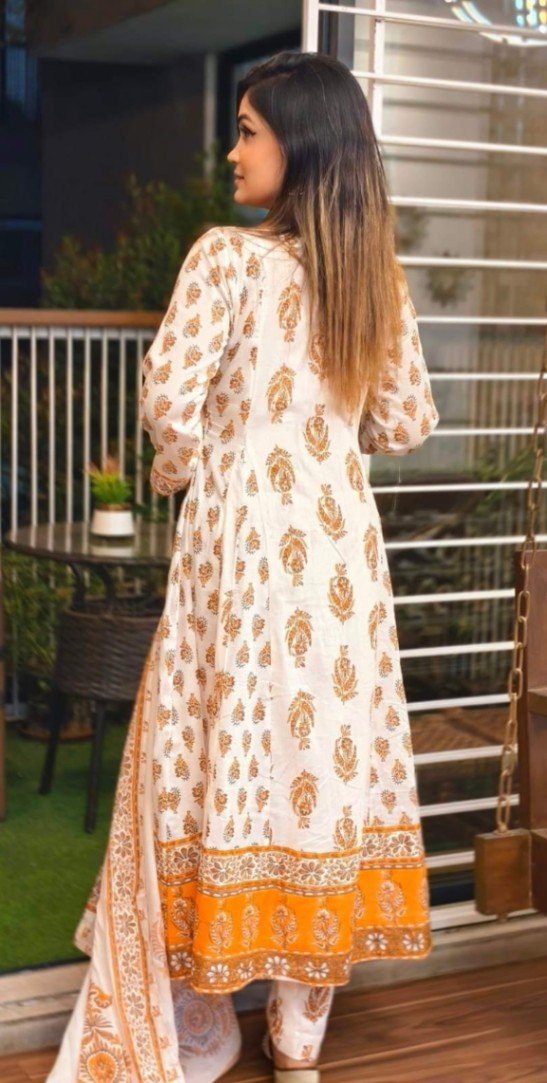Printed Cotton Gown Set-3p
