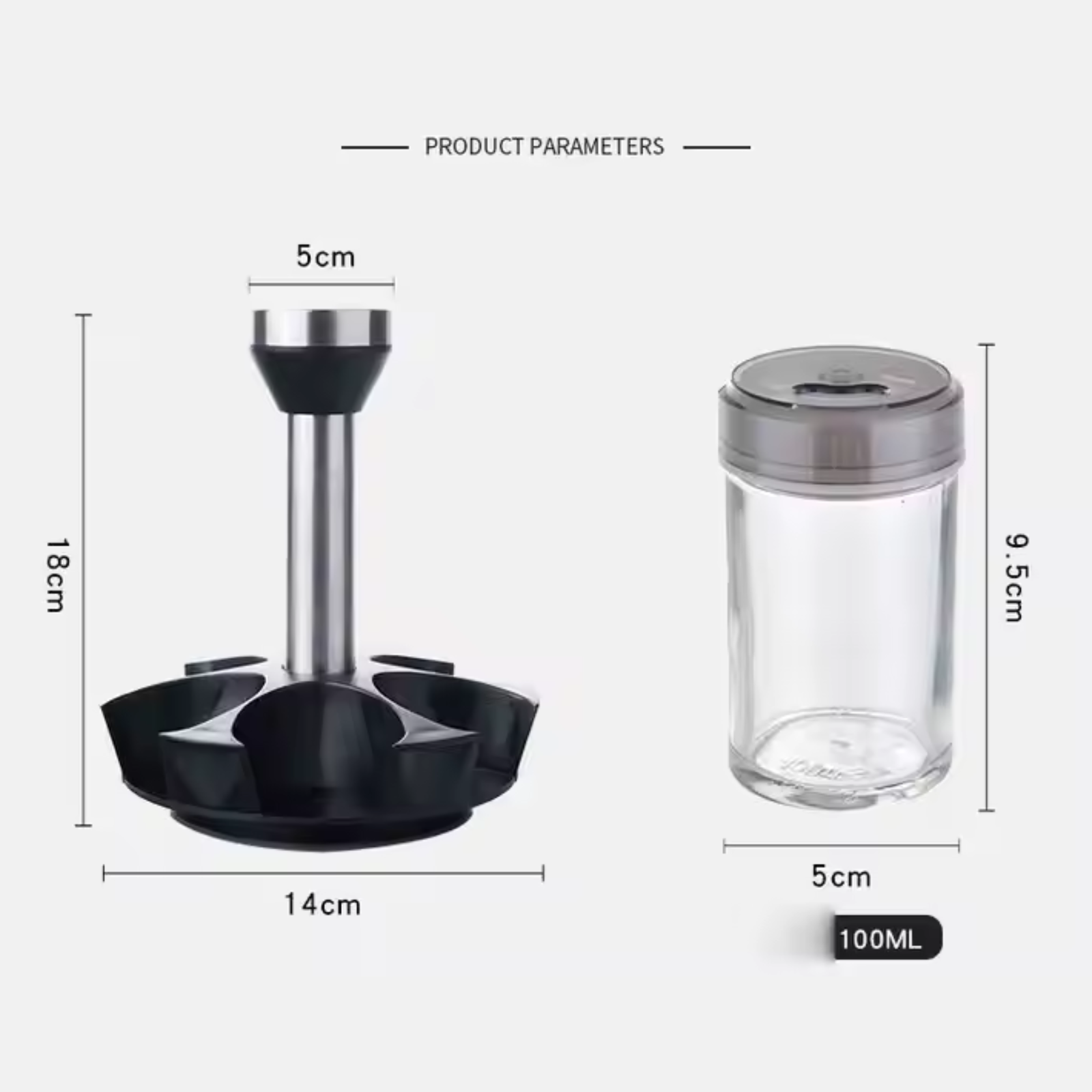 6PCS Spice Jar with Rotating Rack Sleek Kitchen Organizer