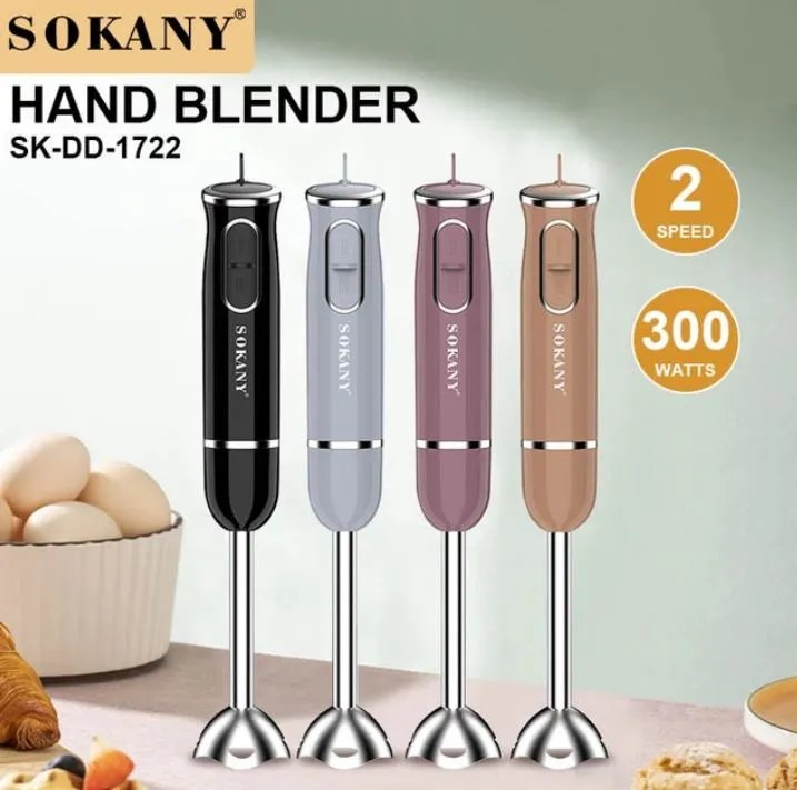 SOKANY Immersion Stick Hand Blender 300 Wat 2 Mixing Speed With Stainless Steel Blade Powerful Motor For Smoothies Soup 1722