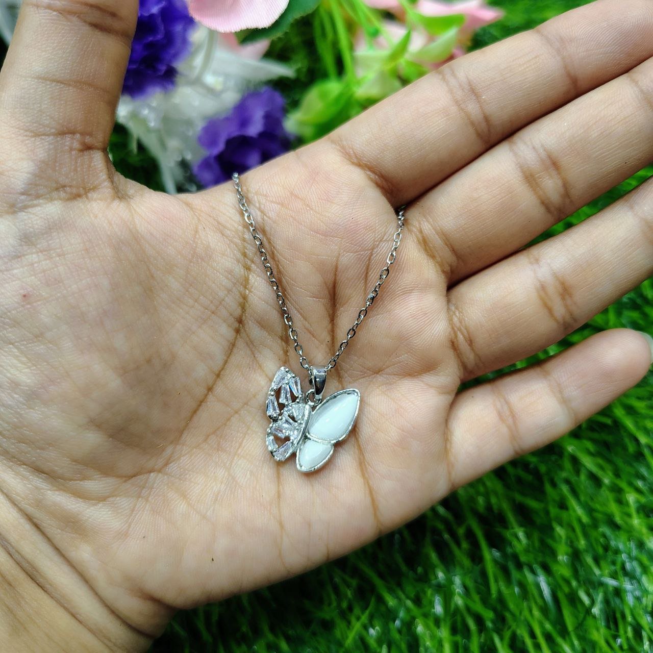 Fantasy Colorful Acrylic Butterfly Pendant Necklace  For womens 