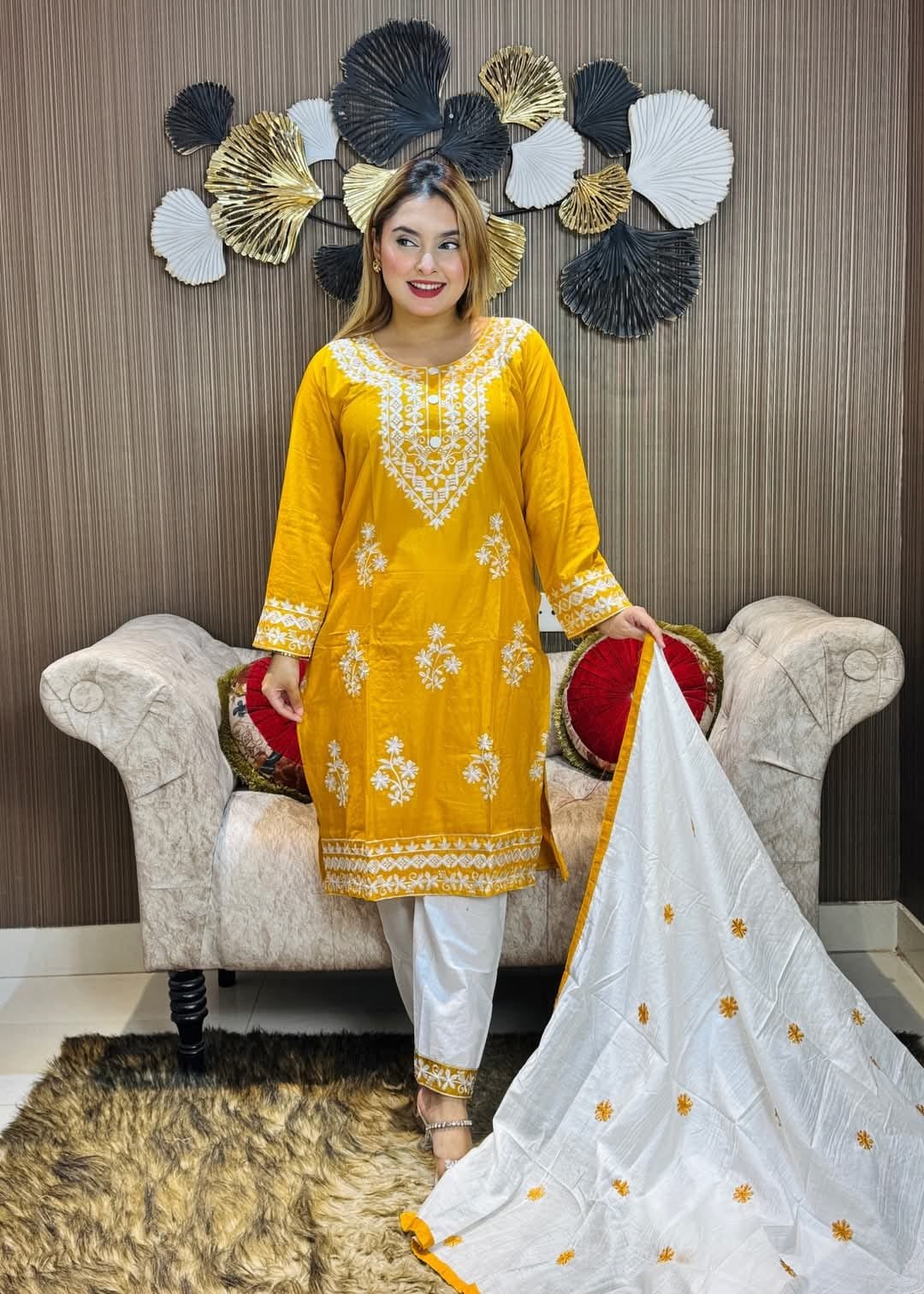 Embroidery Cotton Three Piece