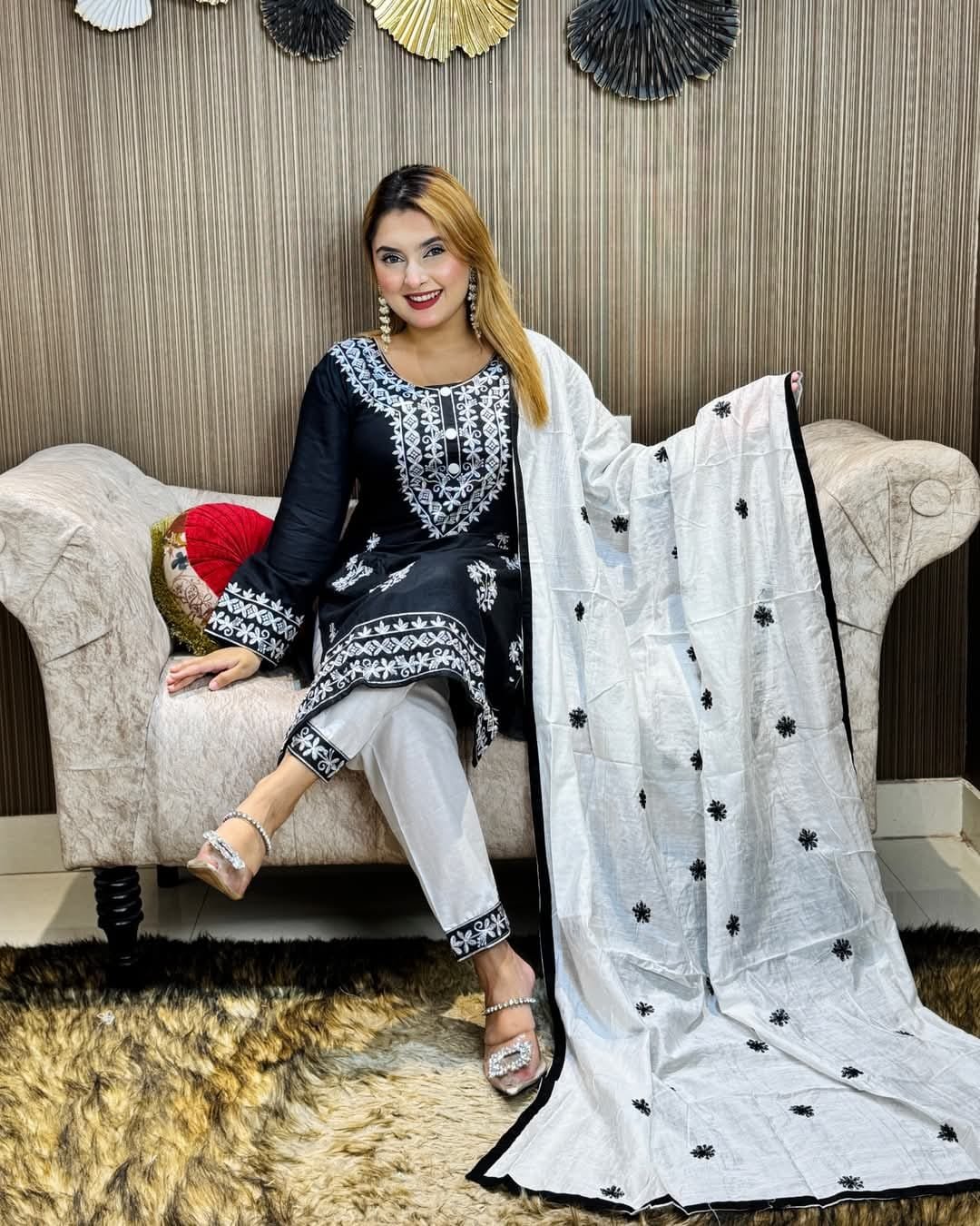 Embroidery Cotton Three Piece