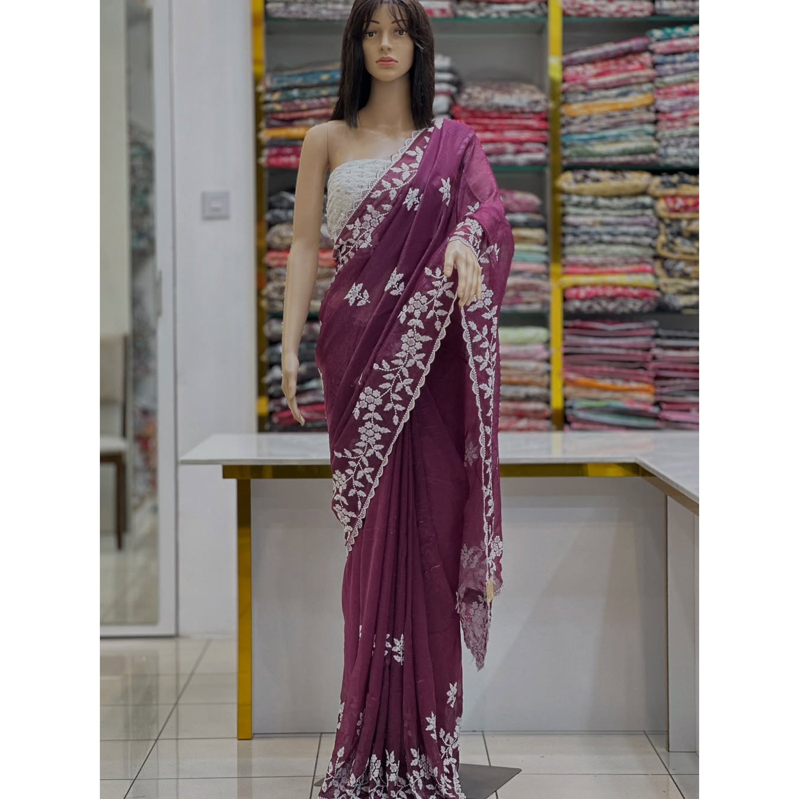 Sequence Blossom Embroidery Sharee