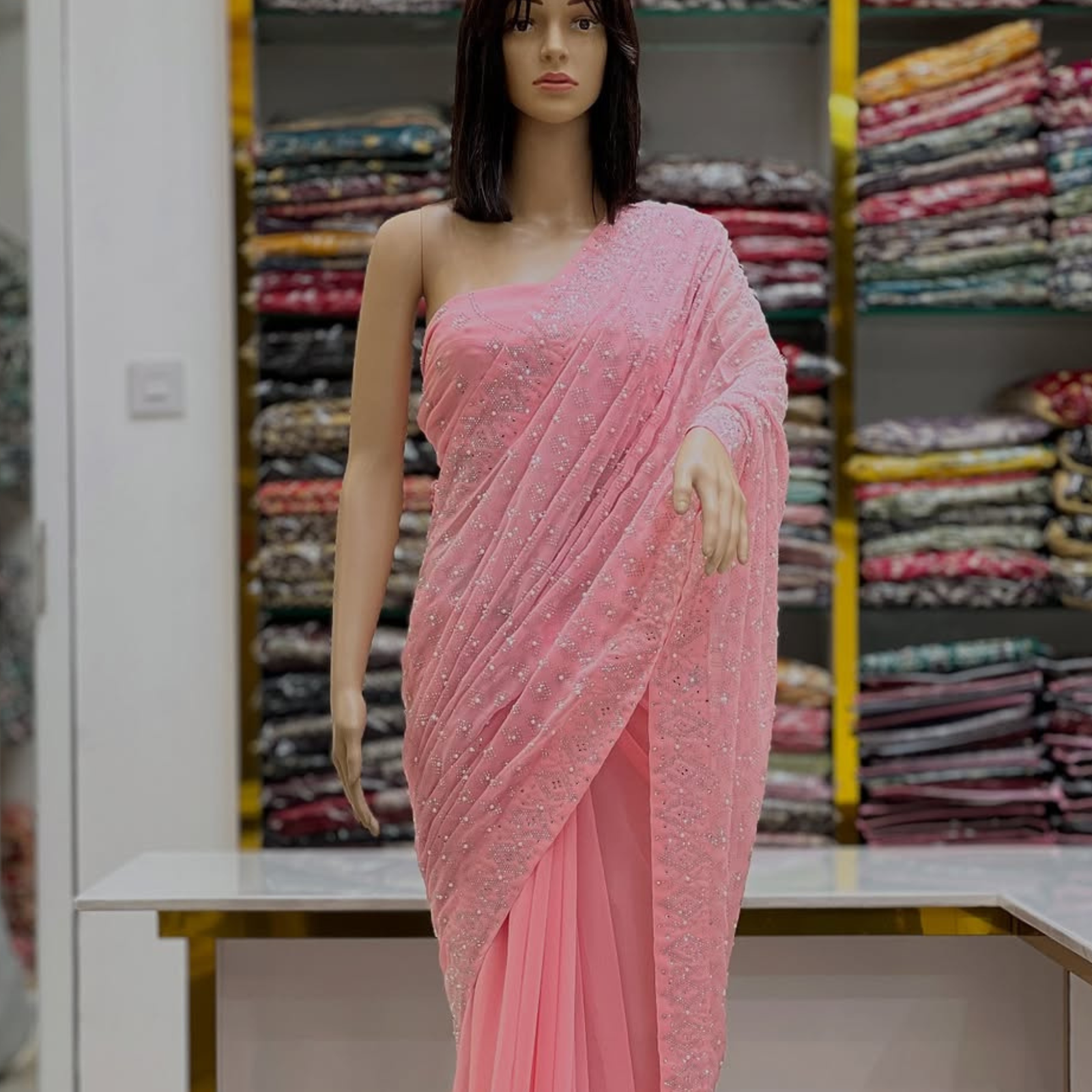 Glittering Glow Gemstone Saree.