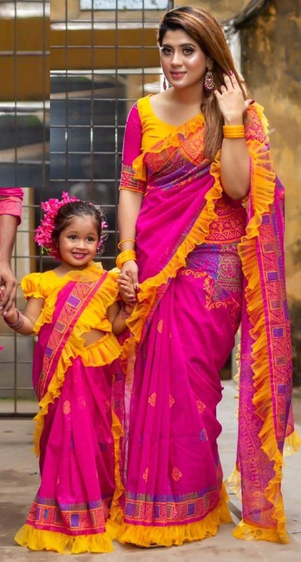 Kid's & Mom Saree Combo Pack