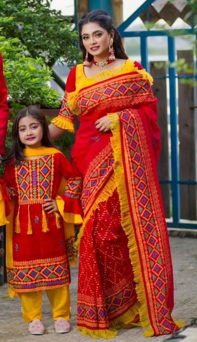 Kid's & Mom Saree Combo Pack
