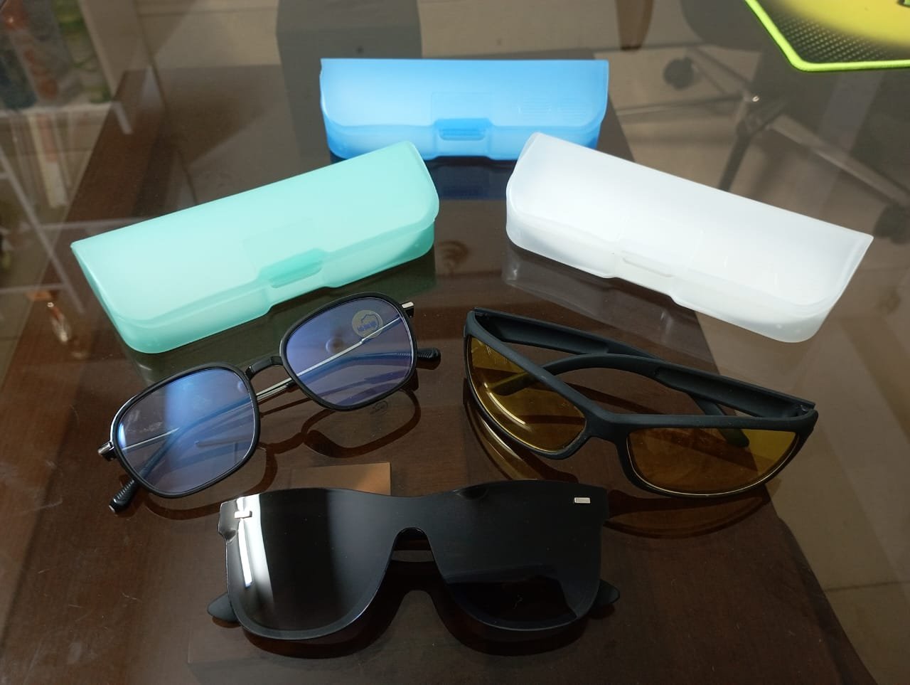 Glasses Combo Package - Stylish White Glasses & Black Glasses & Night Vision Sunglasses - 3 in One 
