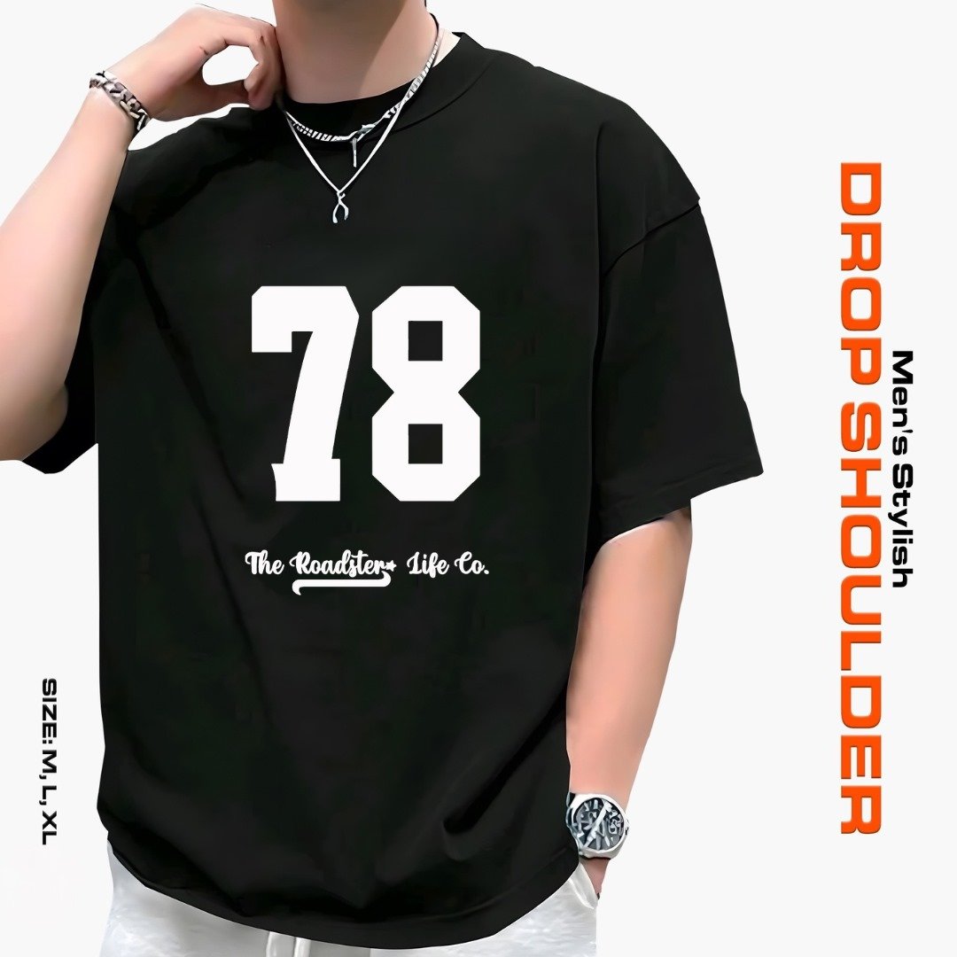 Solid dropshoulder  T-shirt  Fabrics: 100% Cotton