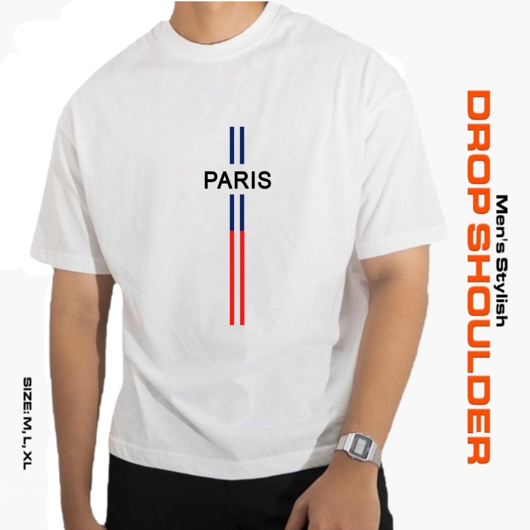 Solid dropshoulder  T-shirt  Fabrics: 100% Cotton