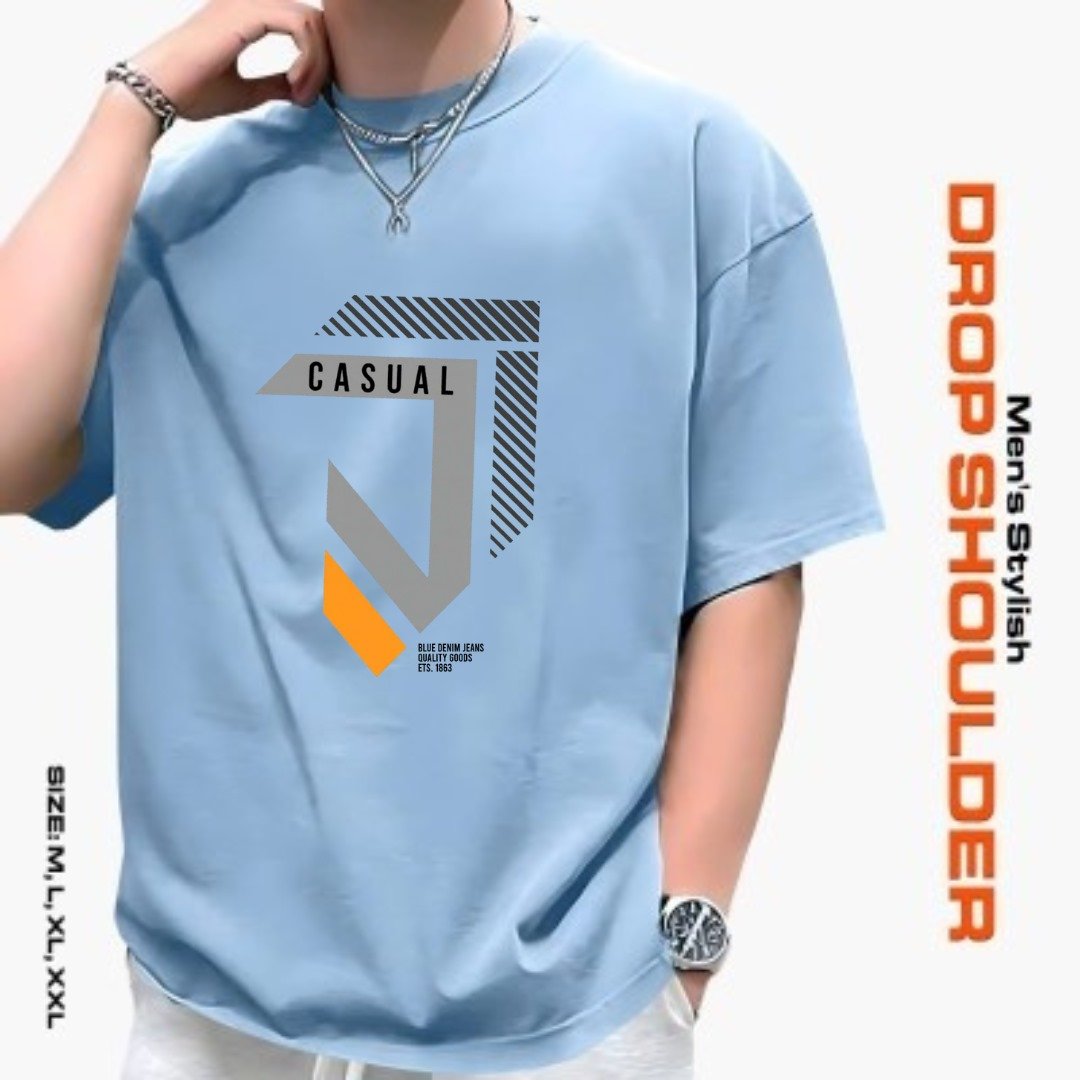 Solid dropshoulder  T-shirt  Fabrics: 100% Cotton