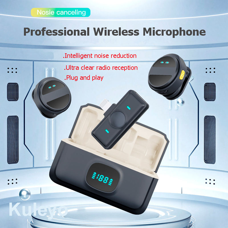 SX21-New 2-in-1 Wireless Lavalier Microphone – Dual Mic Setup for Crystal Clear Mobile Recording 