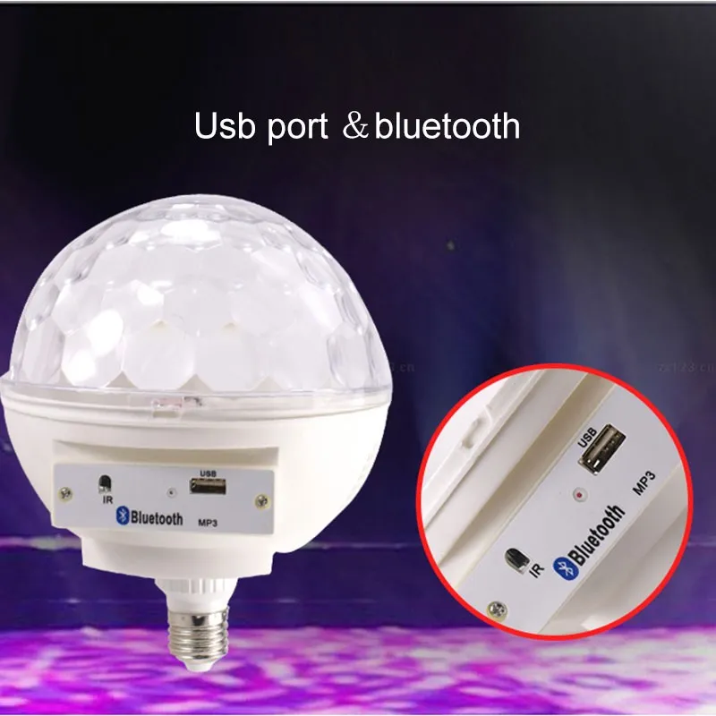 E27 LED Music Crystal Magic Effect Ball Light RGB Lamp Mp3 Bluetooth Music Led Stage Light AC110-240V 6W Disco Dj Stage Light