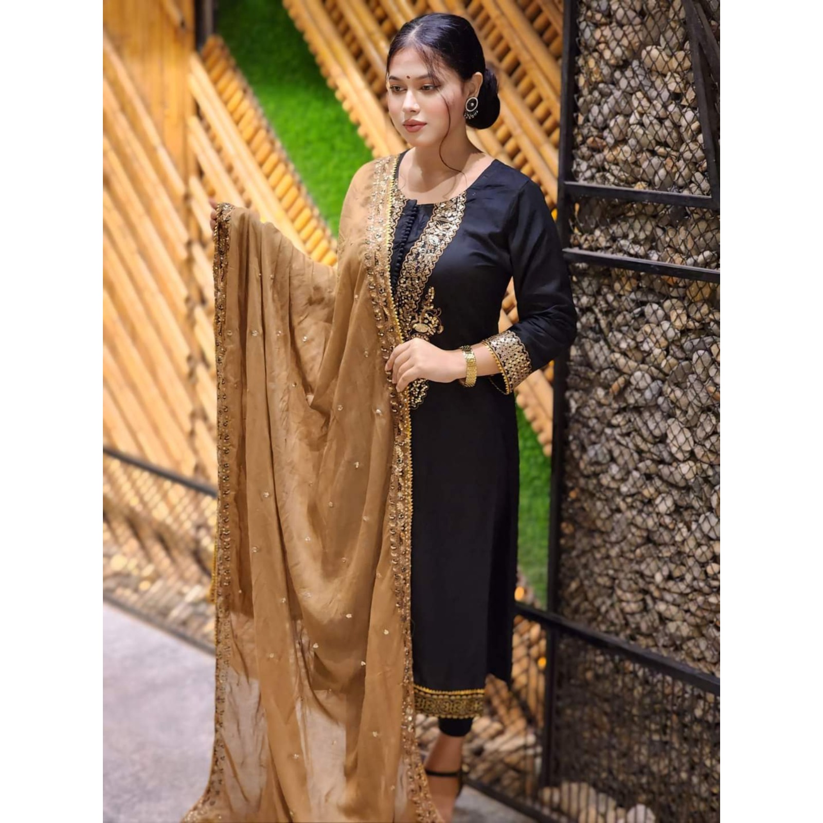 Cotton Sequence Embroidery Three Piece