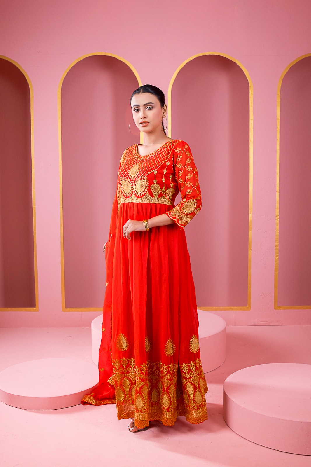 রেডিমেড লেহেঙ্গা জর্জেট এমব্রয়ডারি পার্টি ড্রেস