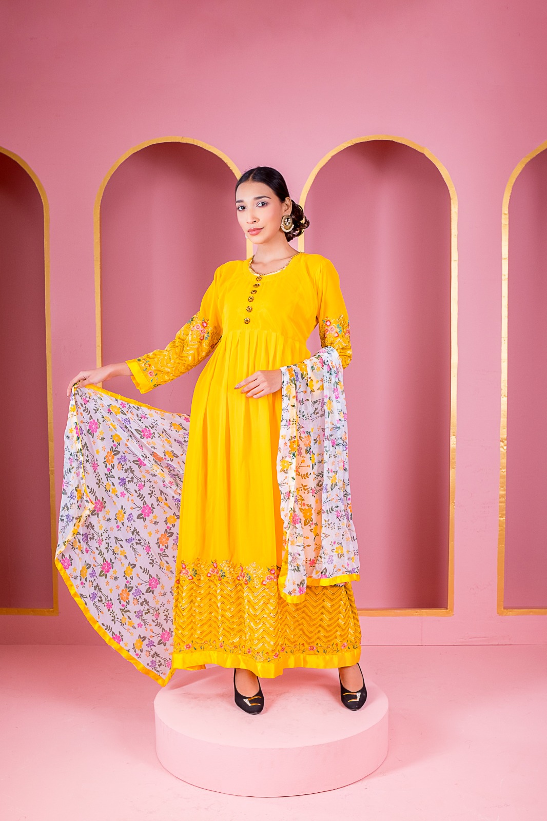 রেডিমেড লেহেঙ্গা জর্জেট এমব্রয়ডারি পার্টি ড্রেস