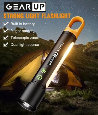 GearUP K57 PRO Rechargeable High-Power Flashlight + Large COB Light With 3500mAh Lithium Battery 