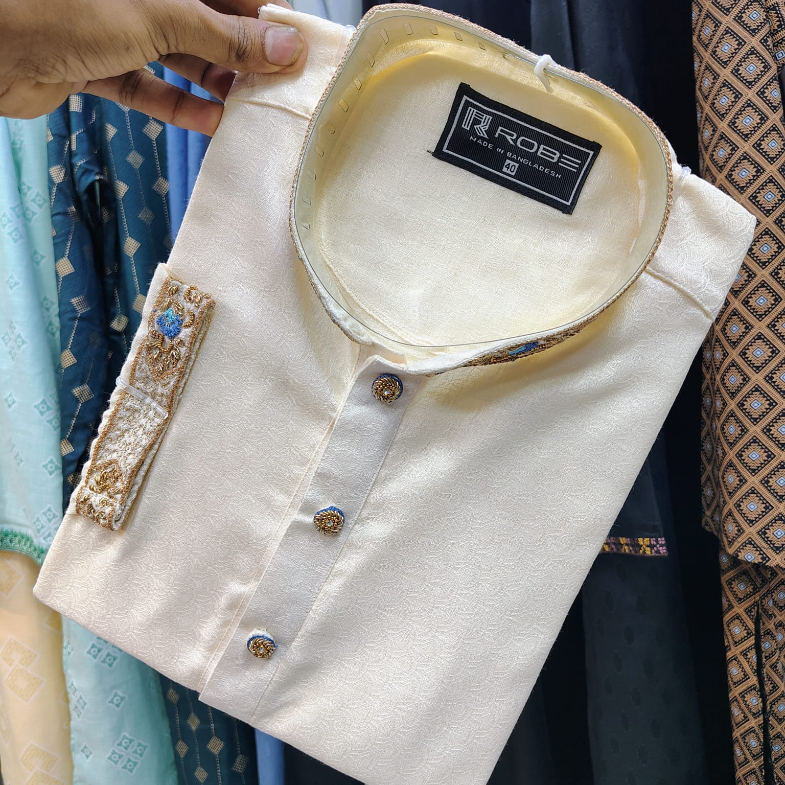 Indian Cotton Gorgeous Karchupi Panjabi