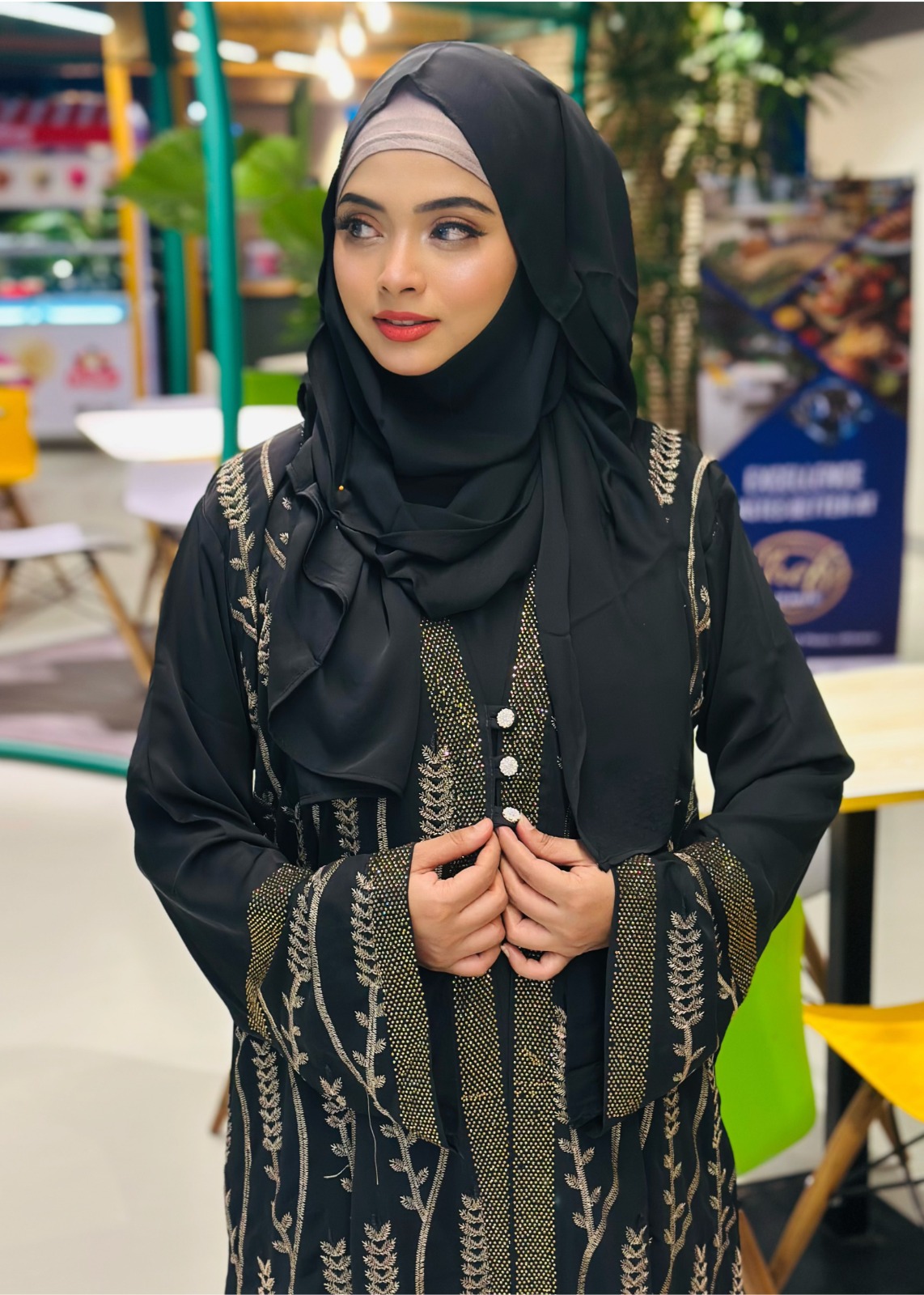 New Embroidery Attach Koti Borka (Original Dubai Cherry Fabric | Embroidery Work