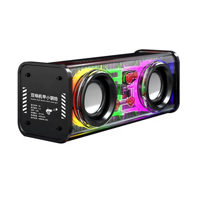 V8 Transparent Mechanical TWS Subwoofer Wireless Bluetooth Speaker 