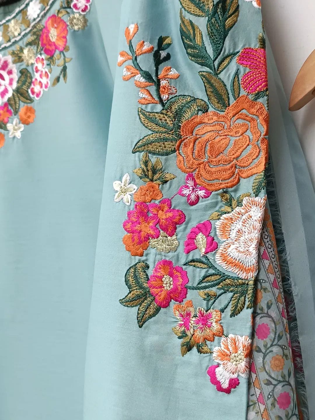 Soft Cotton Multicolor Embroidery Dress Set