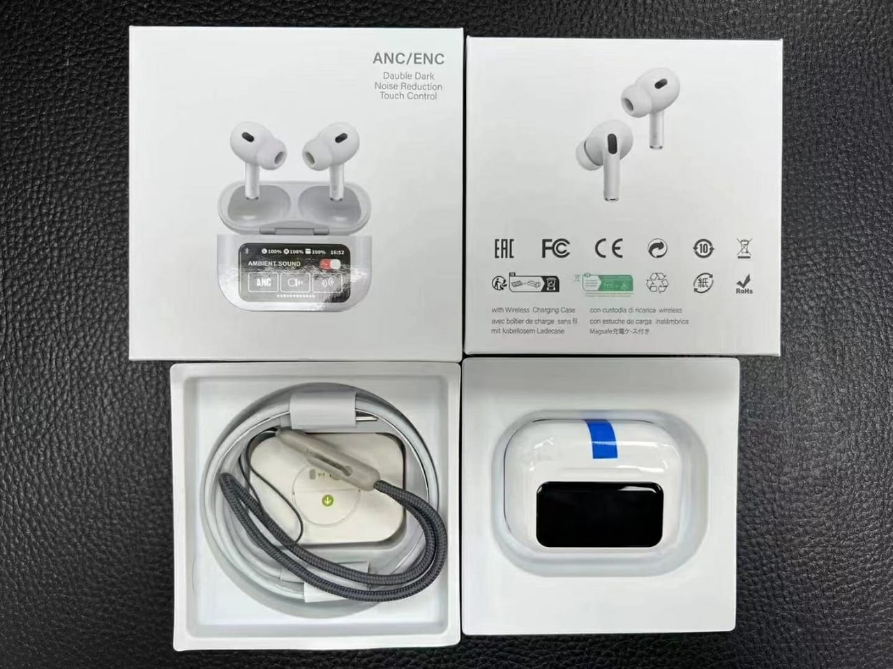 ANC Earbuds Touch Screen Display (White
