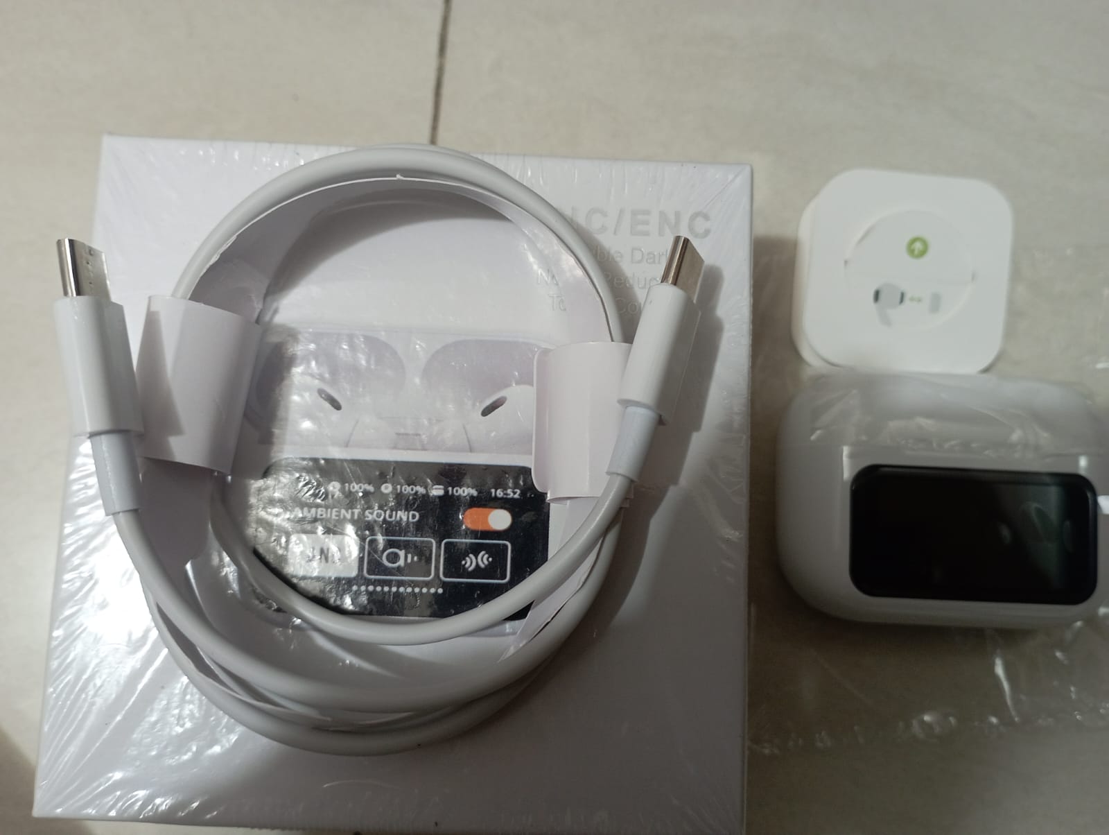 ANC Earbuds Touch Screen Display (White