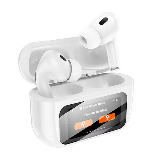 ANC Earbuds Touch Screen Display (White