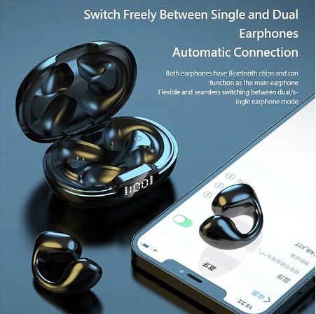 Painless Wear Ear-clip Earphones, Air Conduction, HiFi Stereo, Clip On Wireless Earphone, Touch Control Model LY22