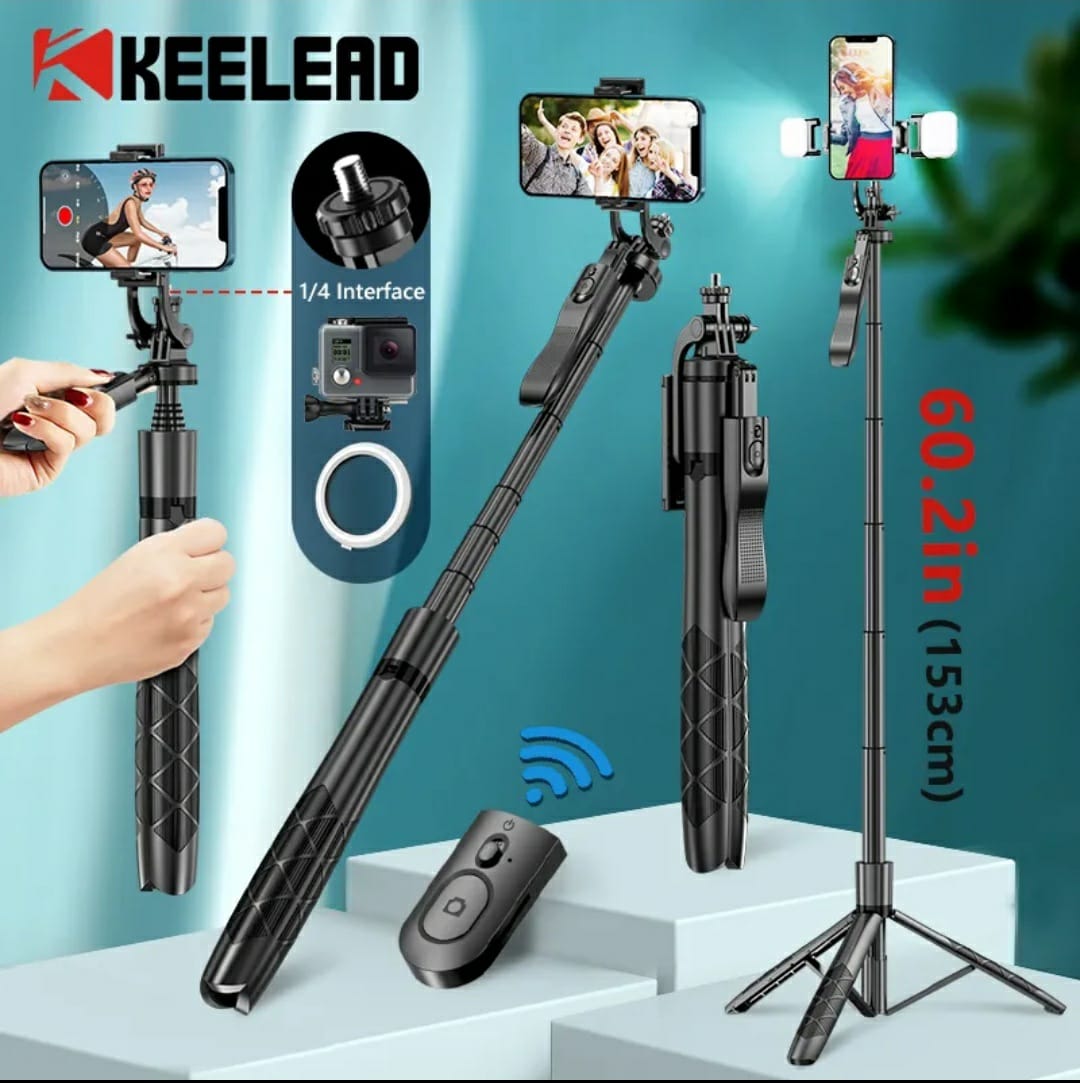 K-28 Long Video Stand Cum Selfie Stick Tripod with Remote - 360° Rotation Phone Stand 