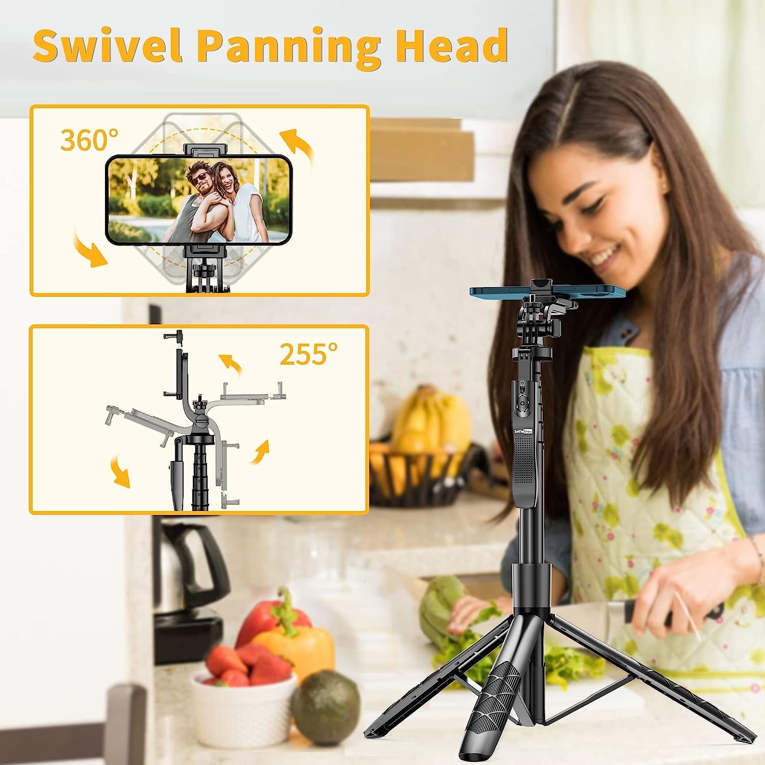 K-28 Long Video Stand Cum Selfie Stick Tripod with Remote - 360° Rotation Phone Stand 