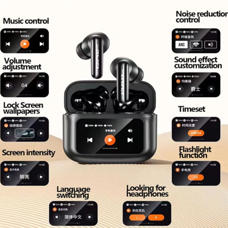 Awei T56 ANC Earbuds with LED Touch Display