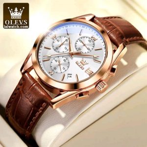 Artificial Leather Chronograph Wrist Watch For Men