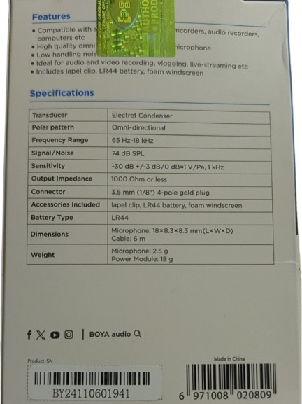 Boya BY-M1 Omni Directional Lavalier Microphone 