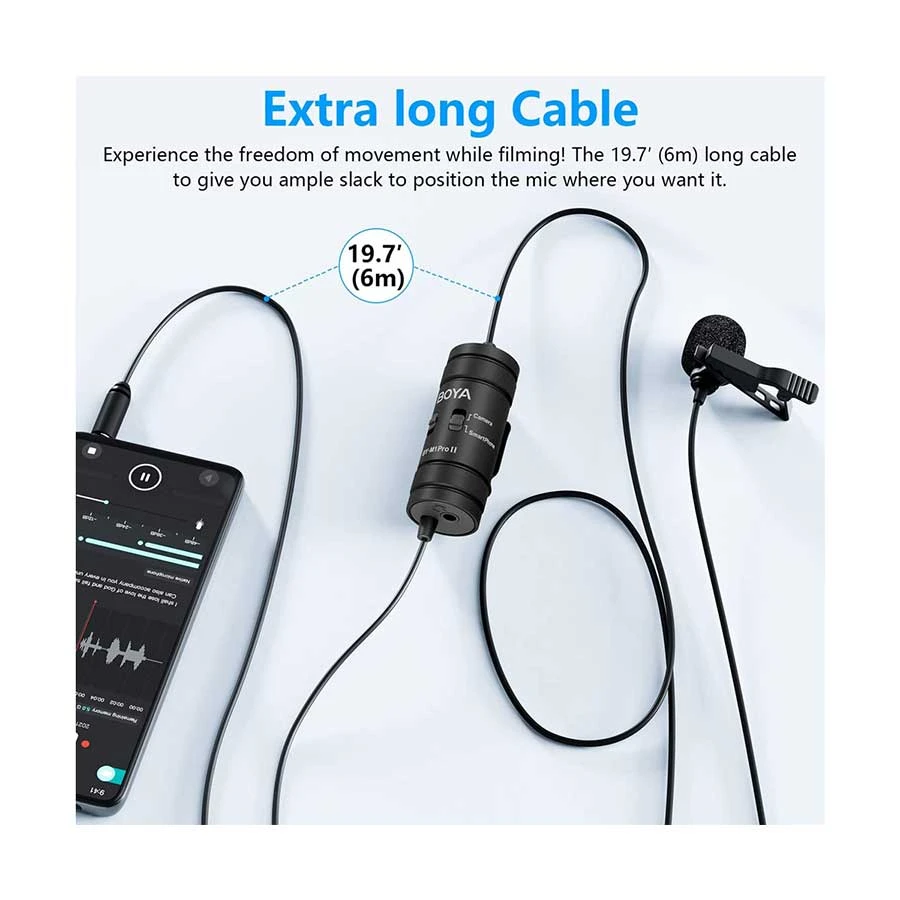 BOYA BY-M1 Pro II Universal Lavalier Microphone- No Need Batteries