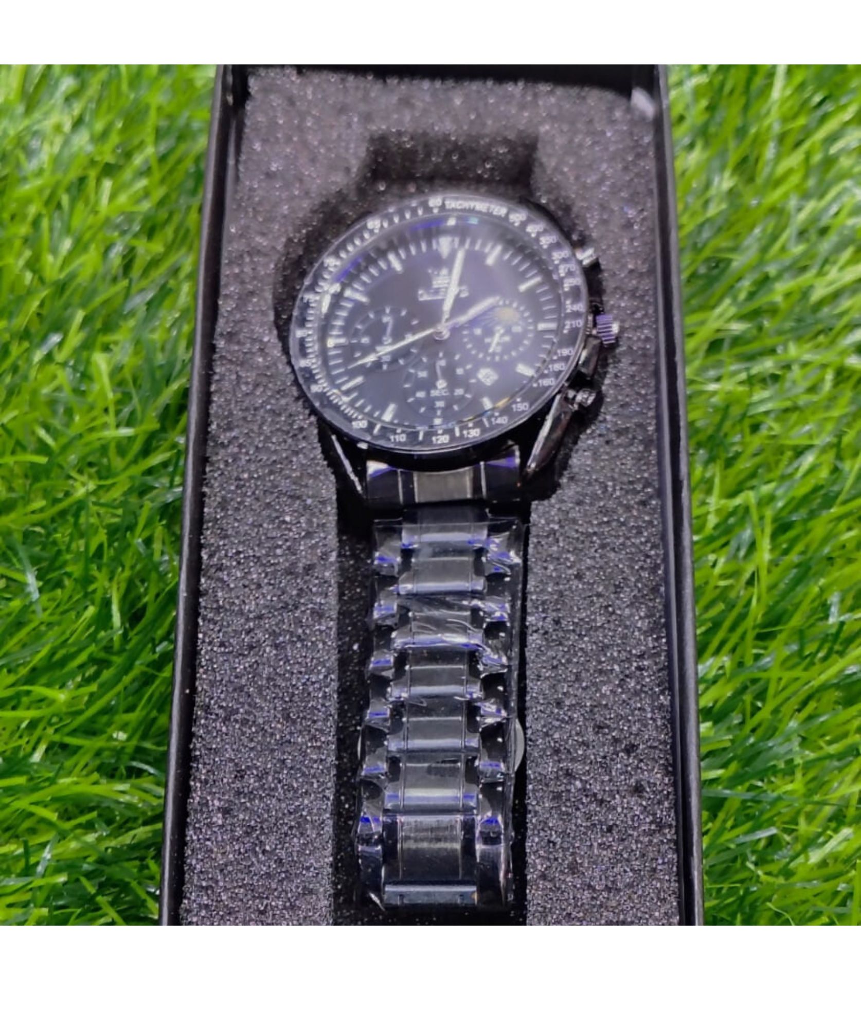 Butter Fly Lock OLEVS Watch for mens (stell chain paste dial )