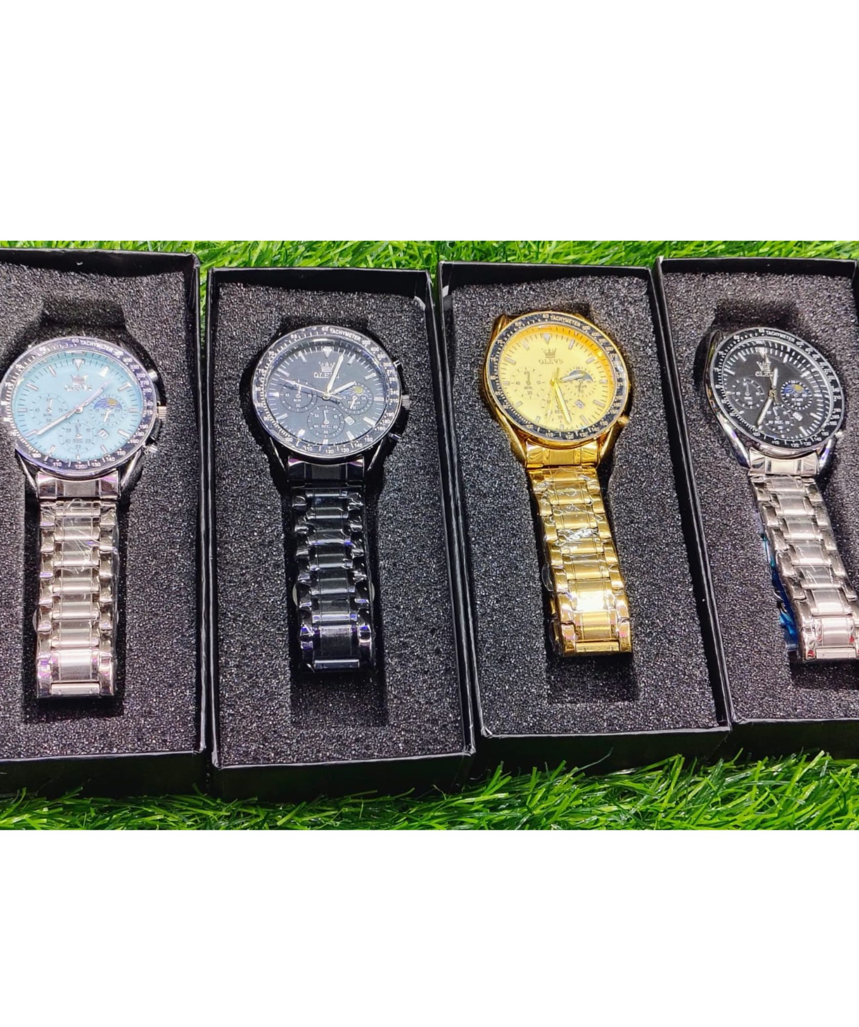 Butter Fly Lock OLEVS Watch for mens (stell chain paste dial )